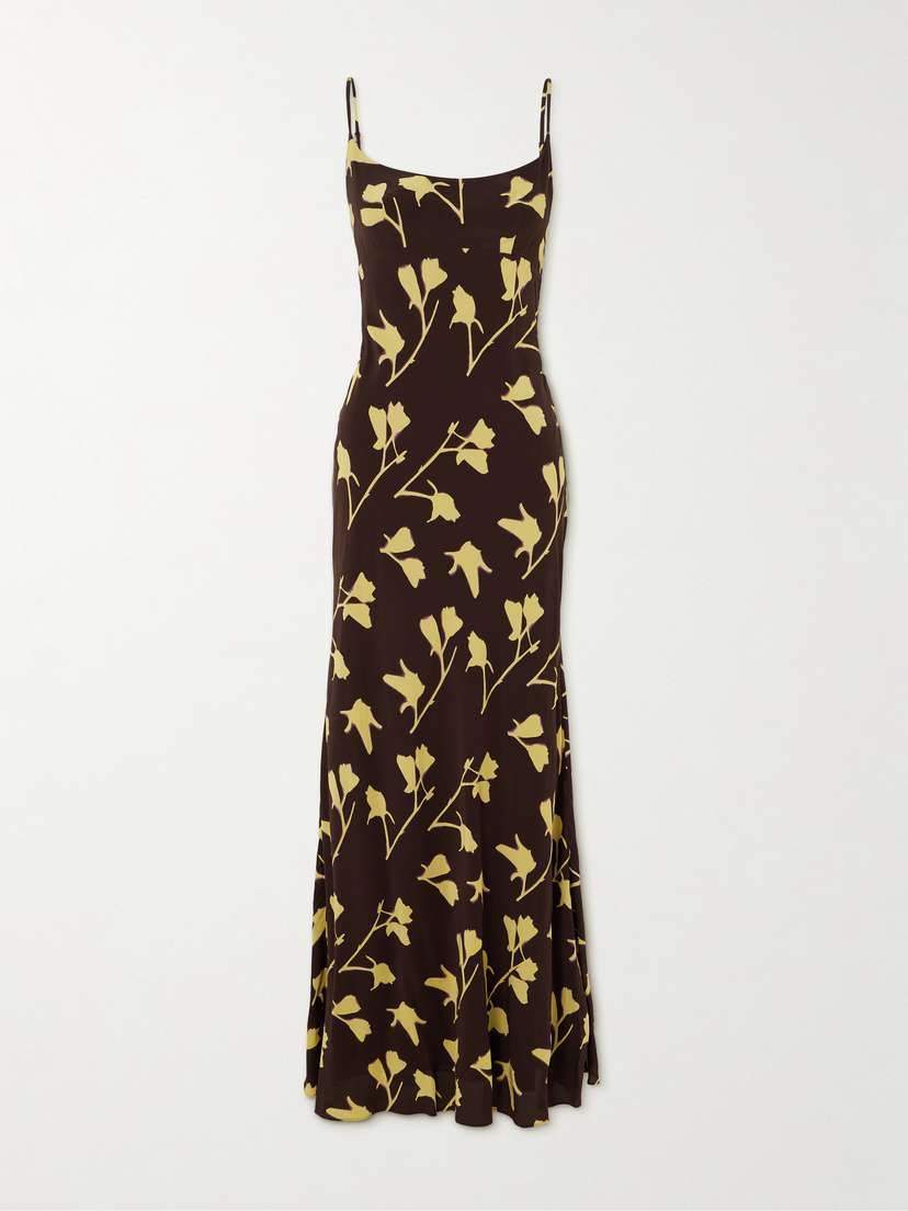 Staud Dinah Floral-print Crepe Maxi Dress
