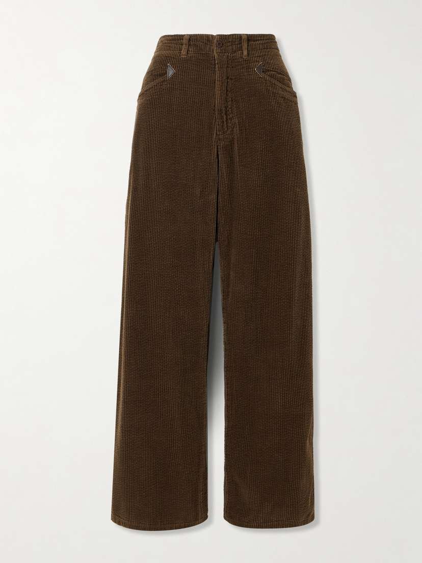 Denimist Teri Appliquéd Cotton-corduroy Wide-leg Pants