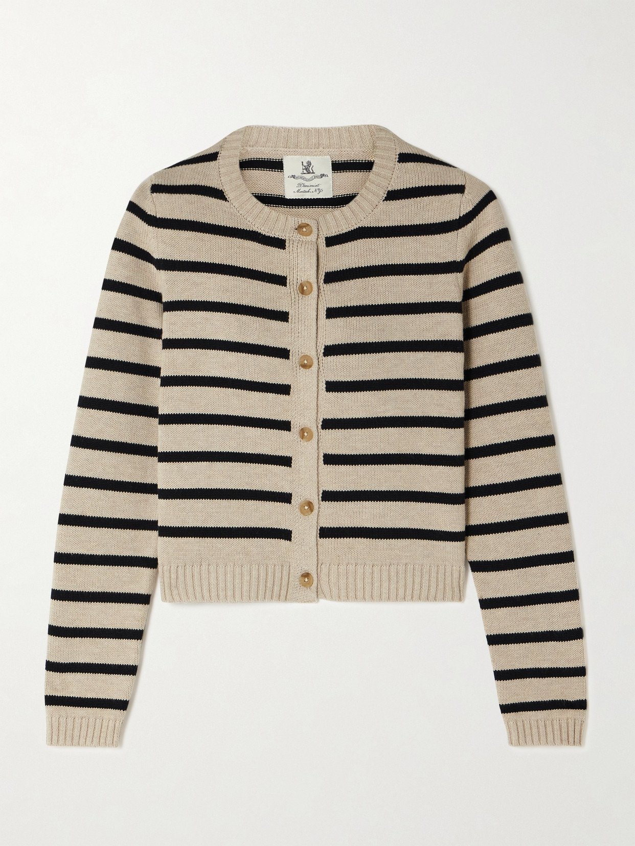 Denimist Cropped Striped Cotton-blend Cardigan In Neutrals