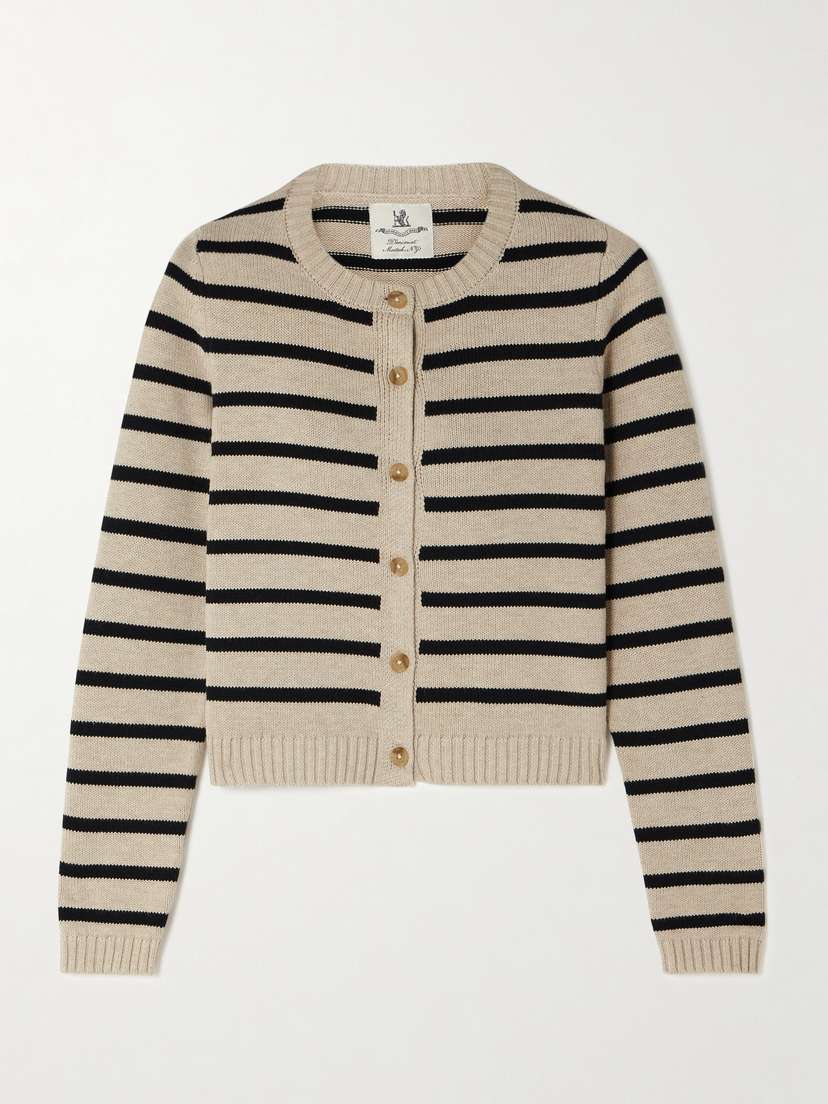 Denimist Cropped Striped Cotton-blend Cardigan - x large