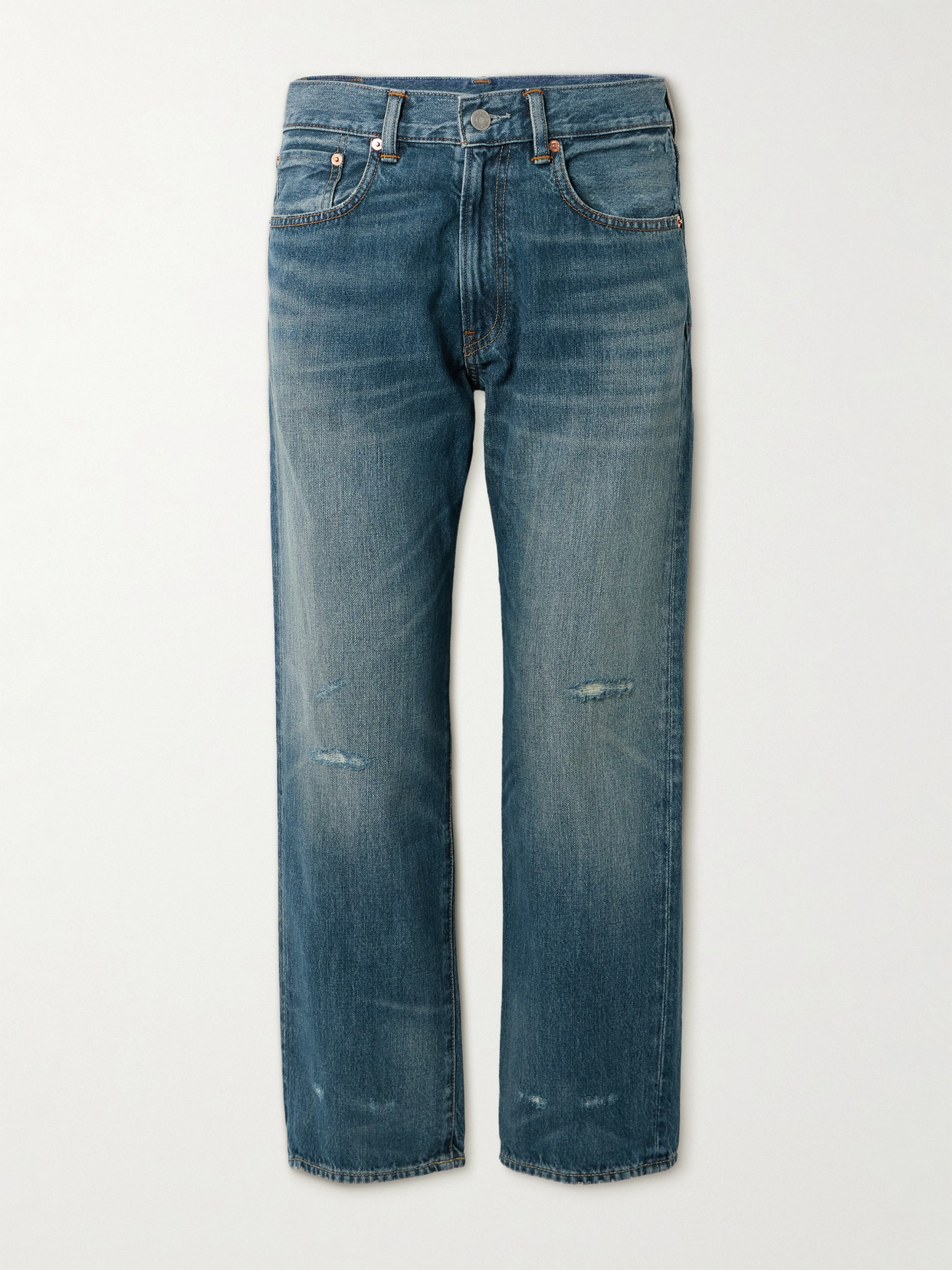 Denimist Lucy Distressed High-rise Straight-leg Jeans In Blue