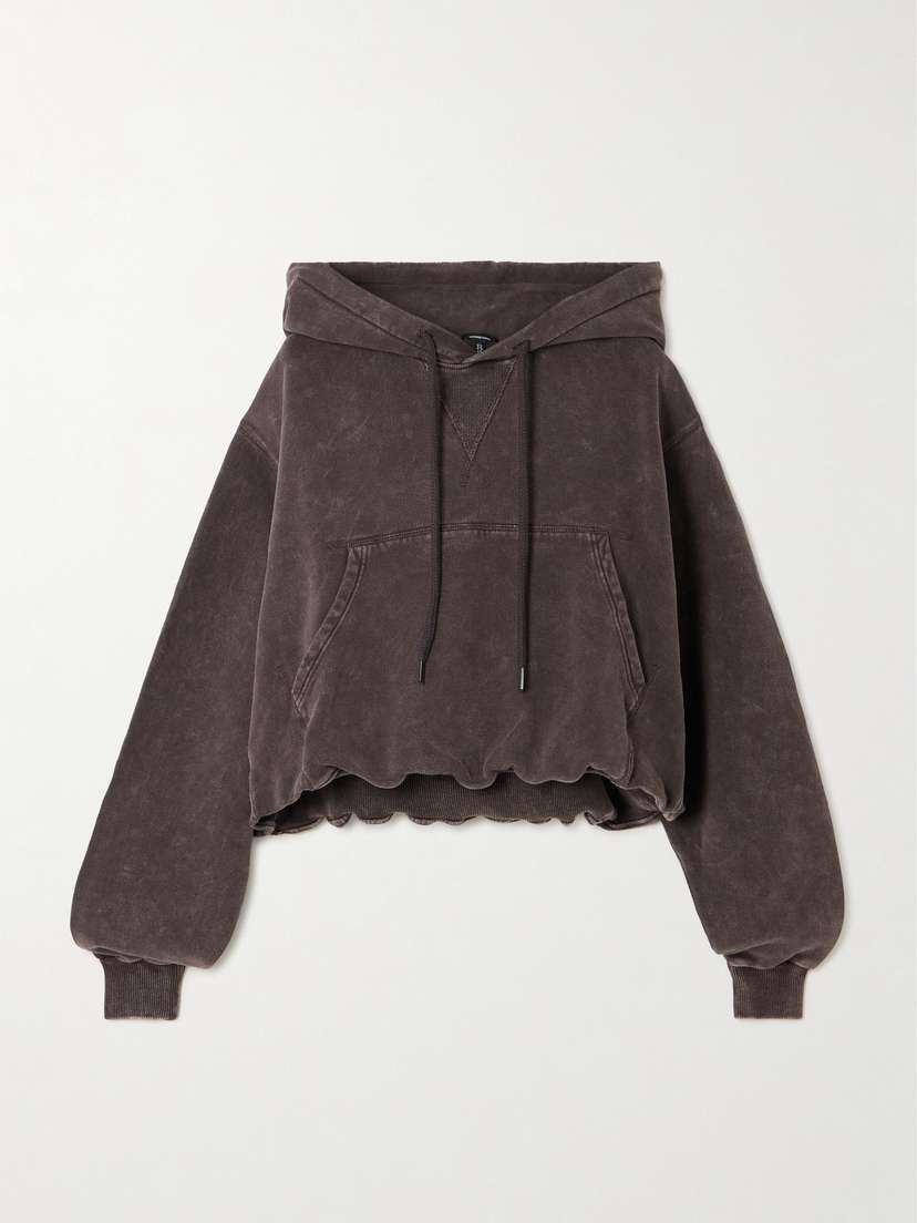 R13 Balloon Gathered Cotton-jersey Hoodie