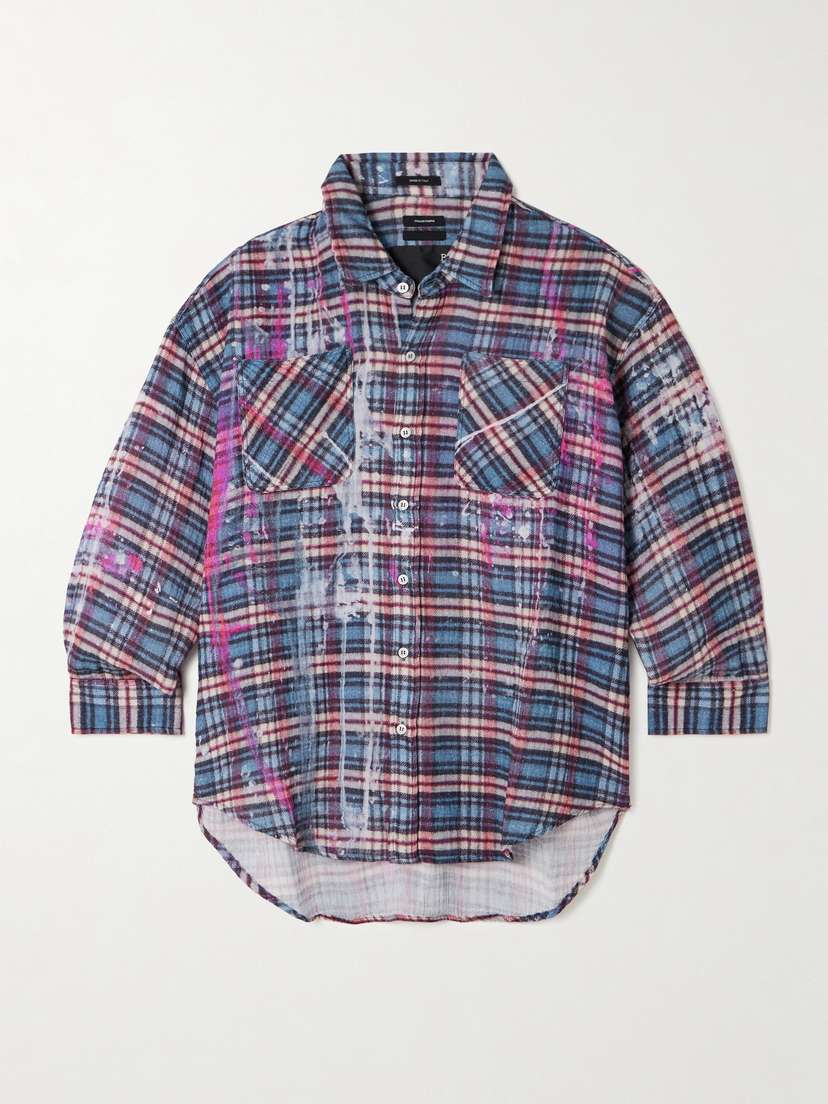 R13 Drop Neck Printed Slub Cotton Shirt
