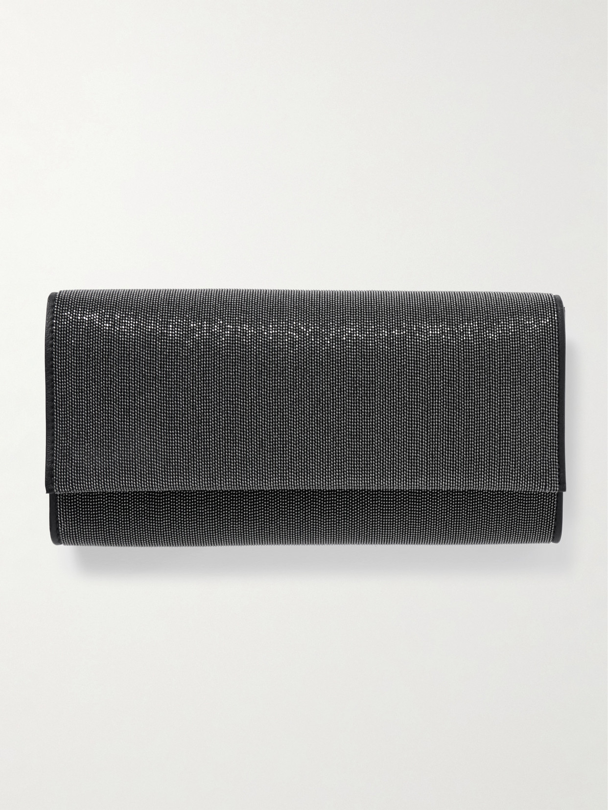 Brunello Cucinelli Embellished Textured-leather Clutch In Black