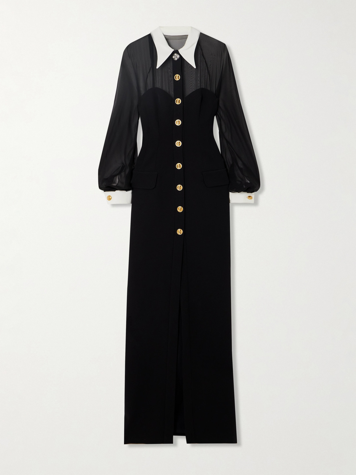 Versace - Silk-chiffon And Cady Shirt Dress - Black