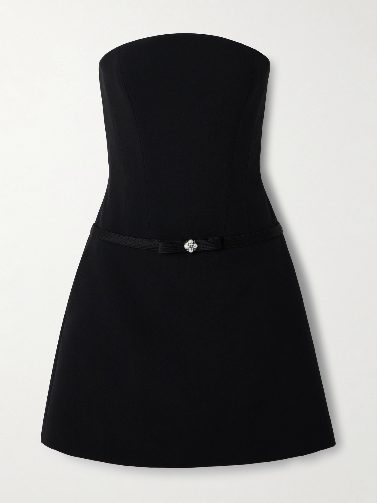 Versace - Embellished Strapless Cady Mini Dress - Black