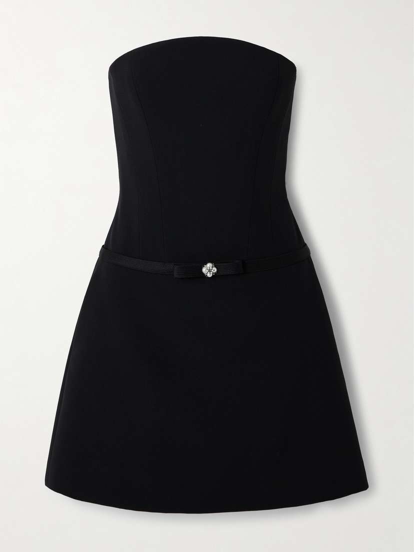 Versace Embellished Strapless Cady Mini Dress