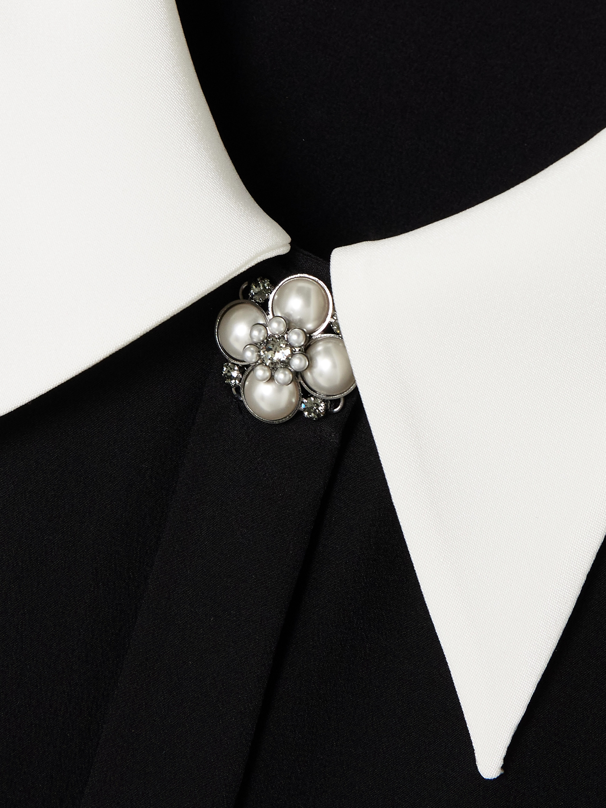 Versace Embellished two-tone silk crepe de chine shirt thumbnail