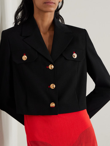 Versace Cropped wool-gabardine jacket