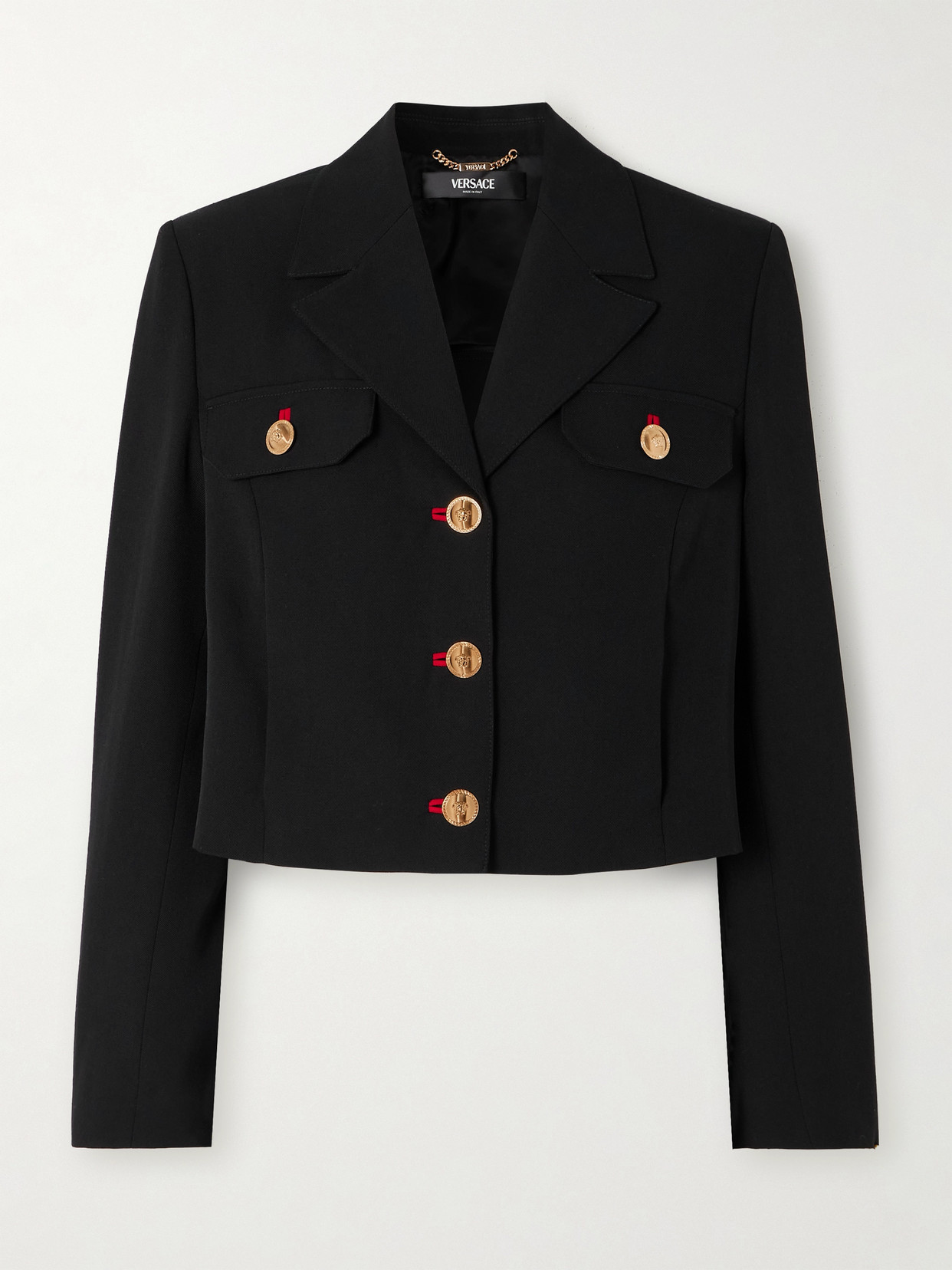 Versace - Cropped Wool-gabardine Jacket - Black