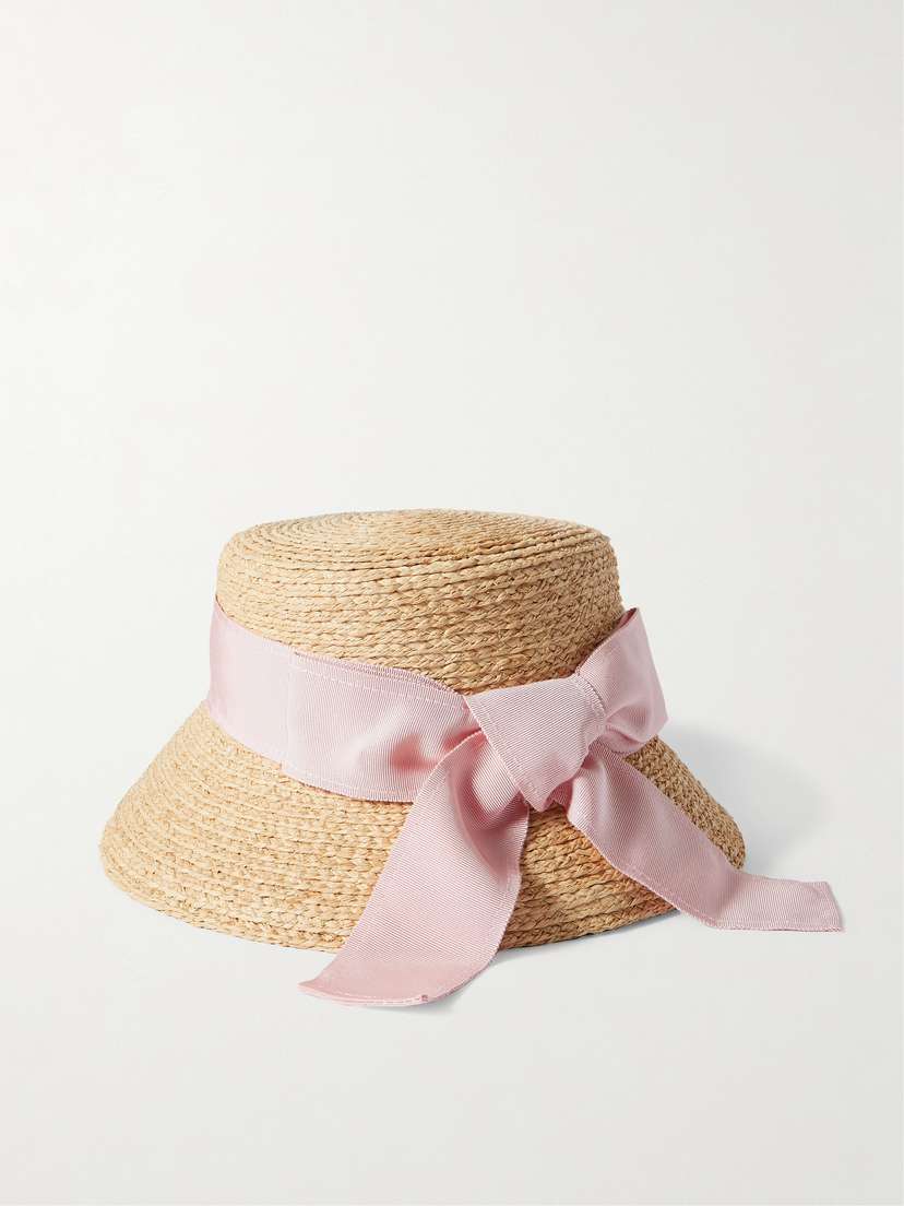 Carolina Herrera Grosgrain-trimmed Straw Sunhat