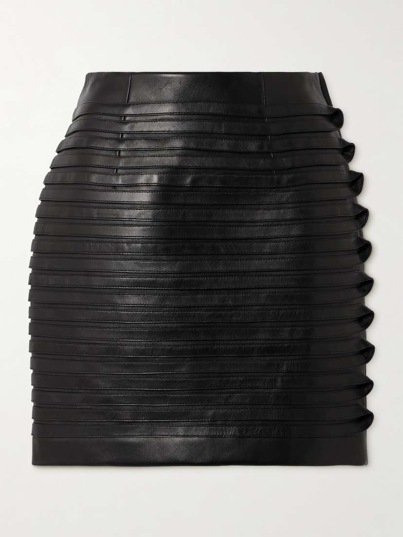 Versace Paneled Leather Mini Skirt