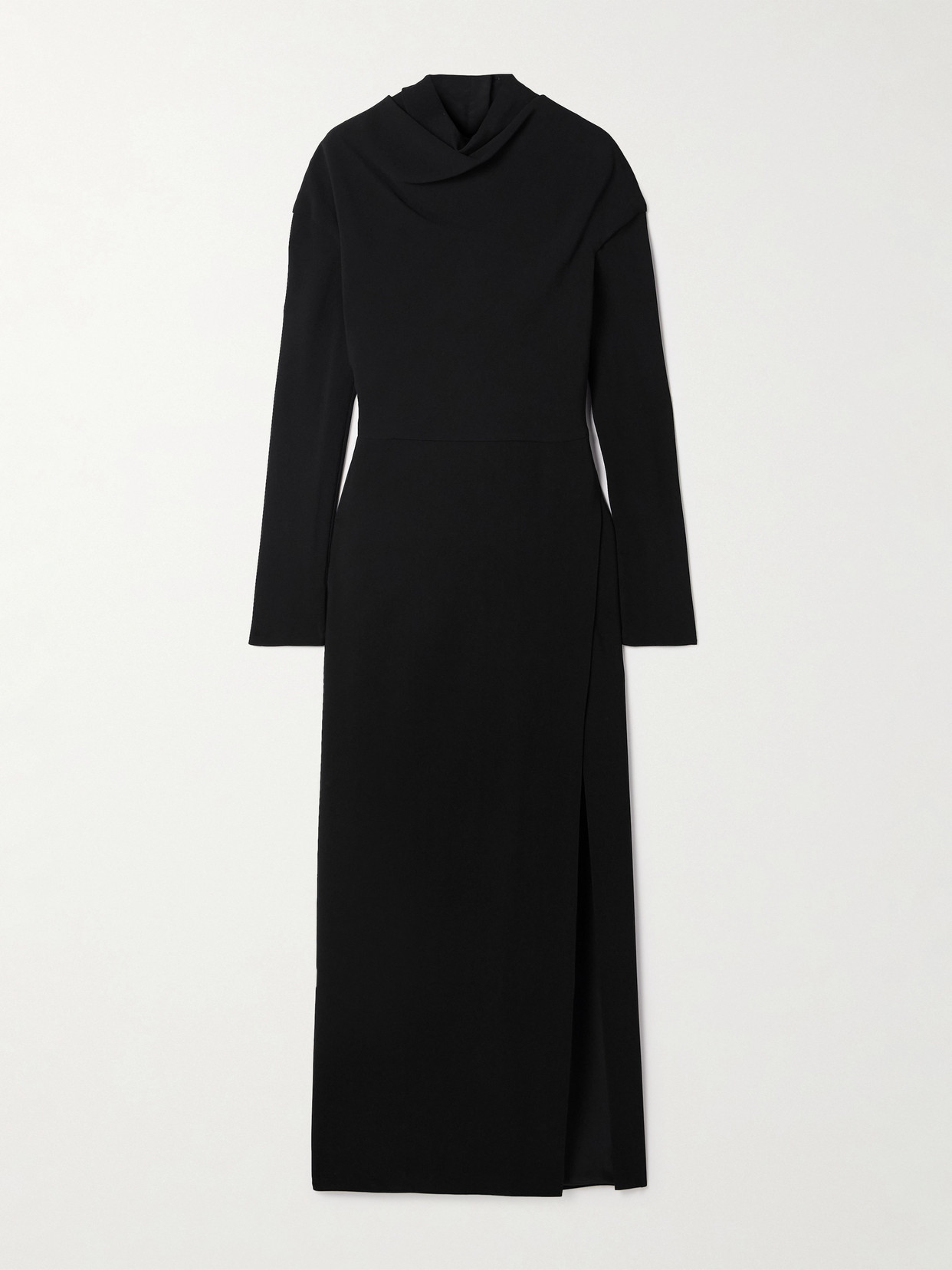 Versace Draped Crepe Gown In Black