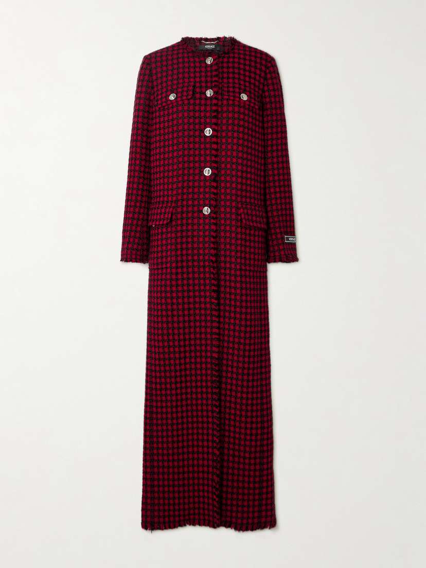 Versace Checked Tweed Coat