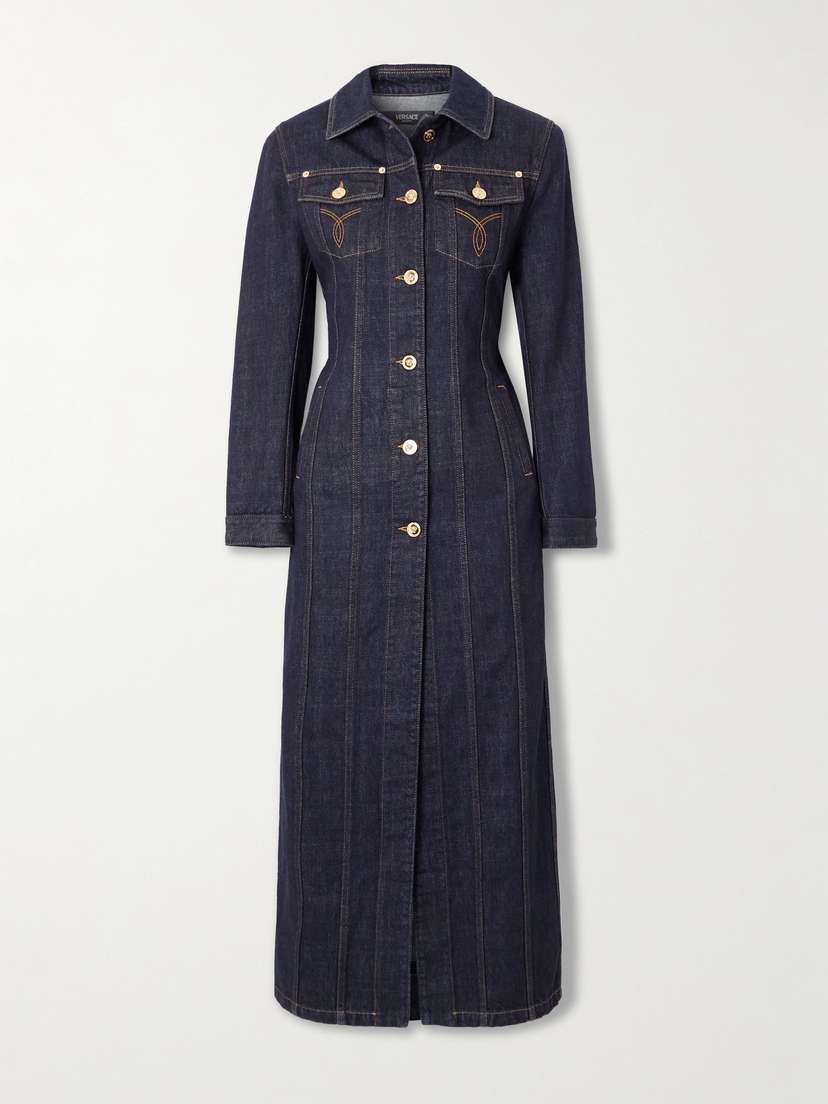 Versace Paneled Denim Coat