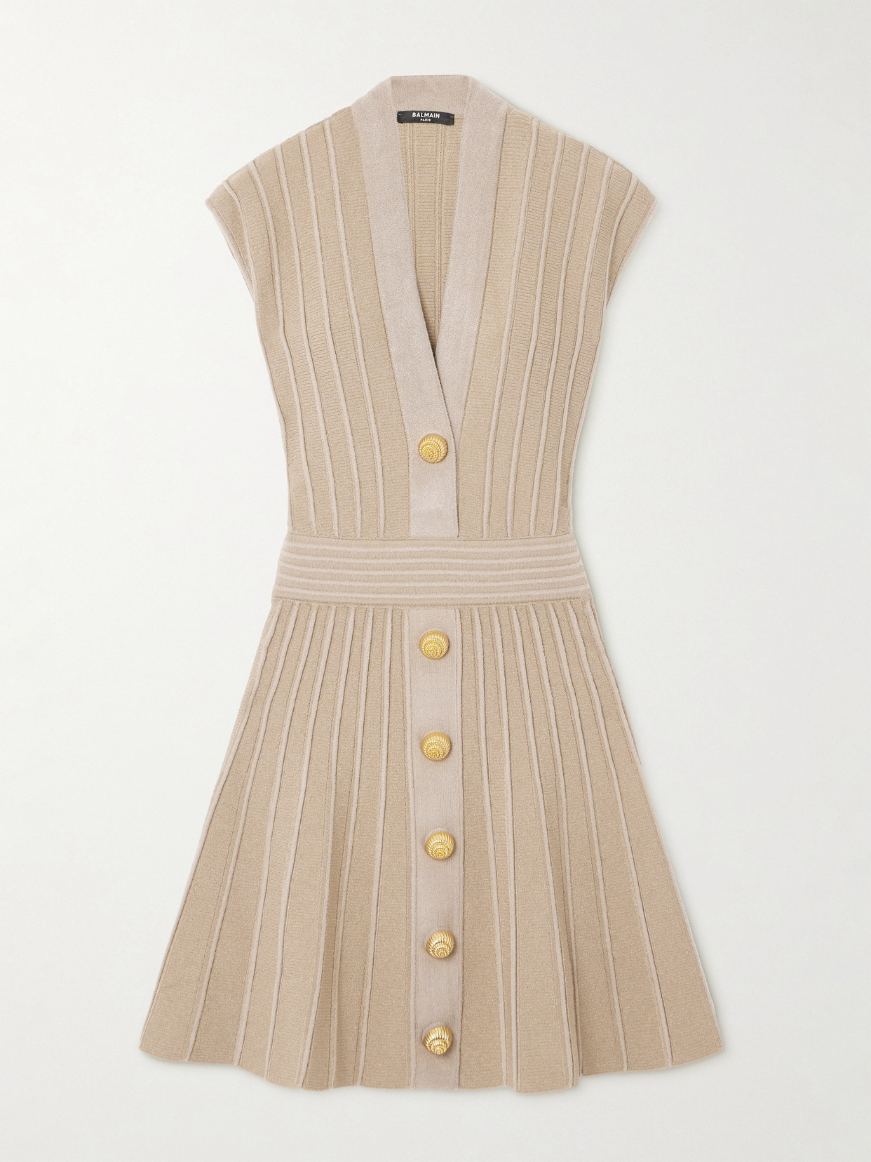 Balmain - Knitted Mini Dress - Neutrals