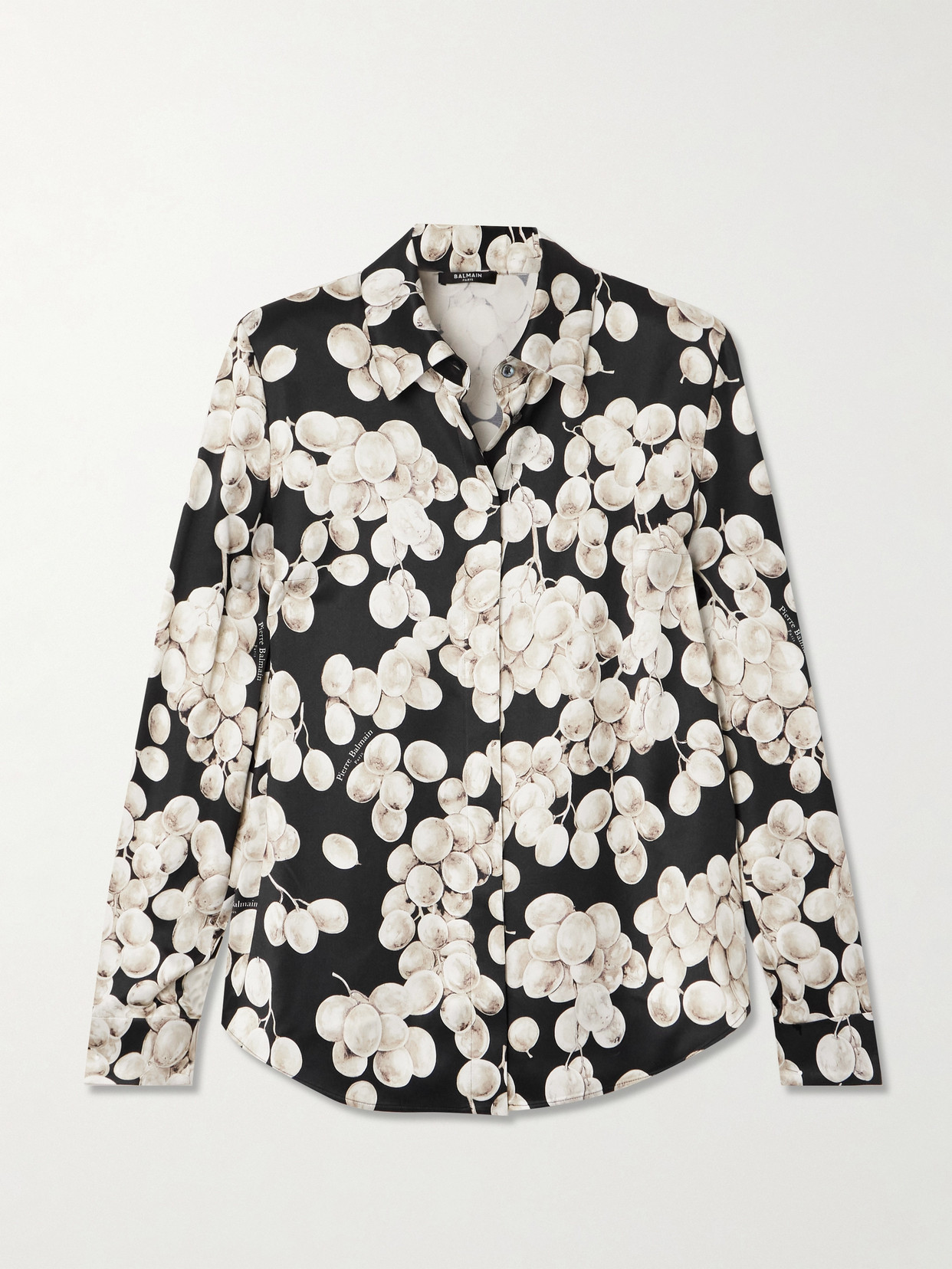 Balmain Printed Satin Shirt In Black