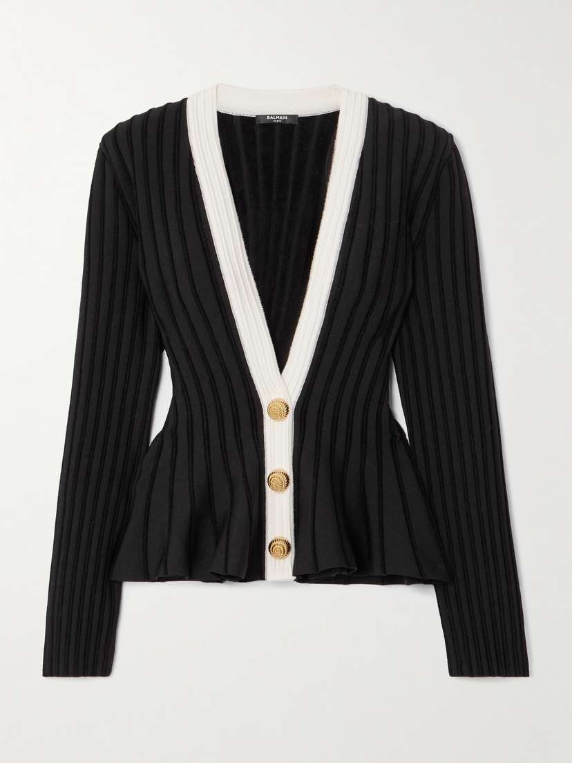Balmain Knitted Peplum Cardigan