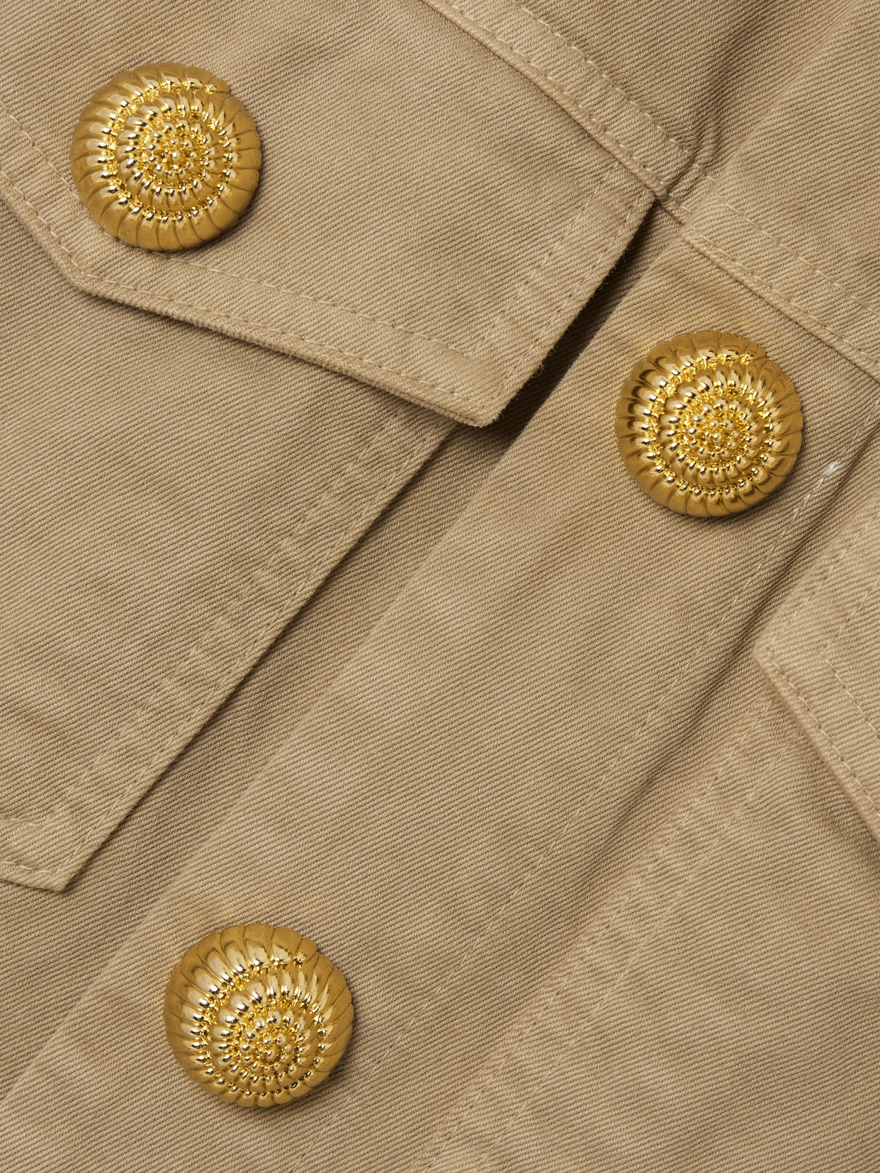 Balmain Flared Cotton-canvas Dress In Neutrals