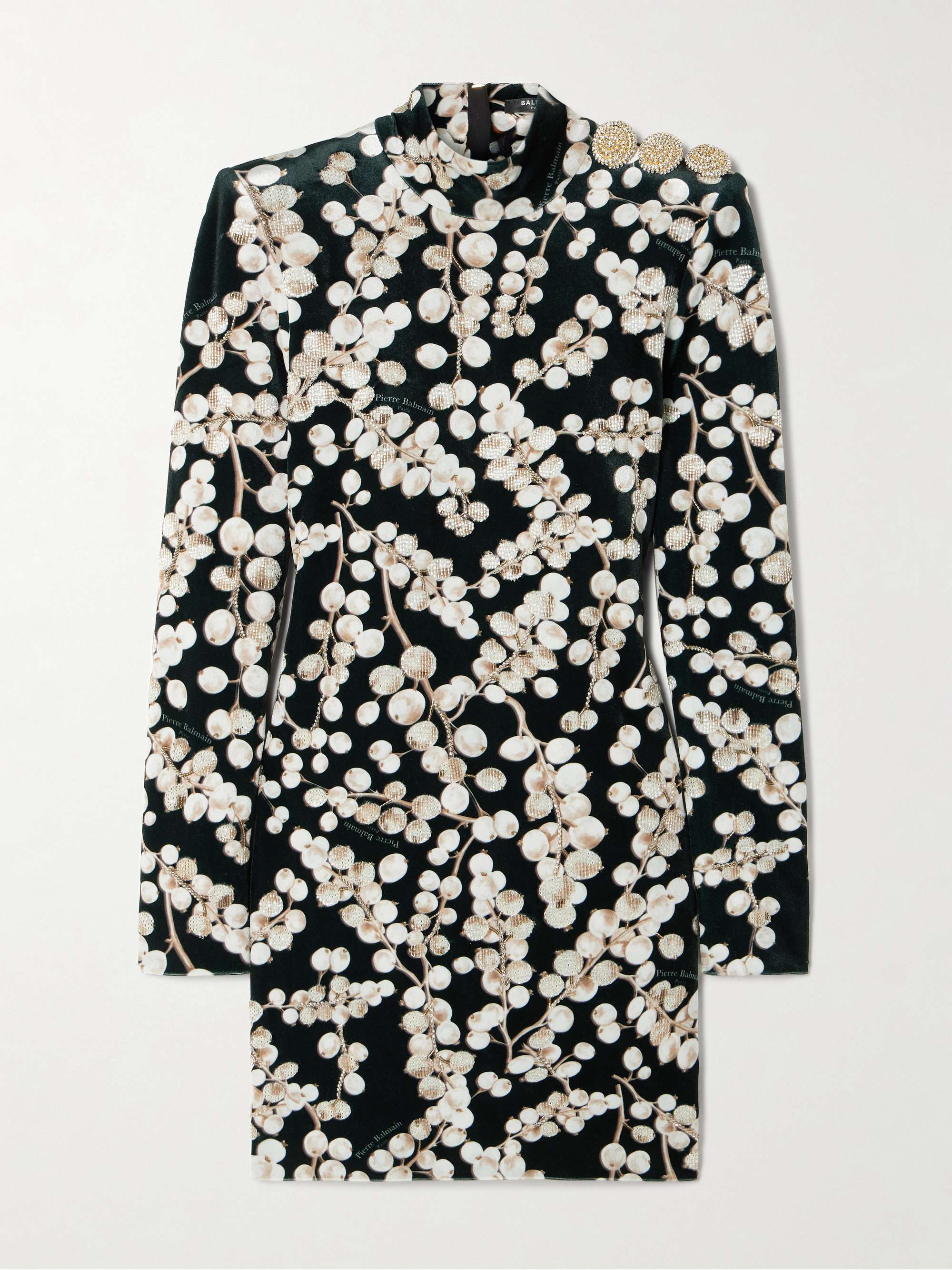 BALMAIN Open back embellished printed velvet mini dress NET A PORTER