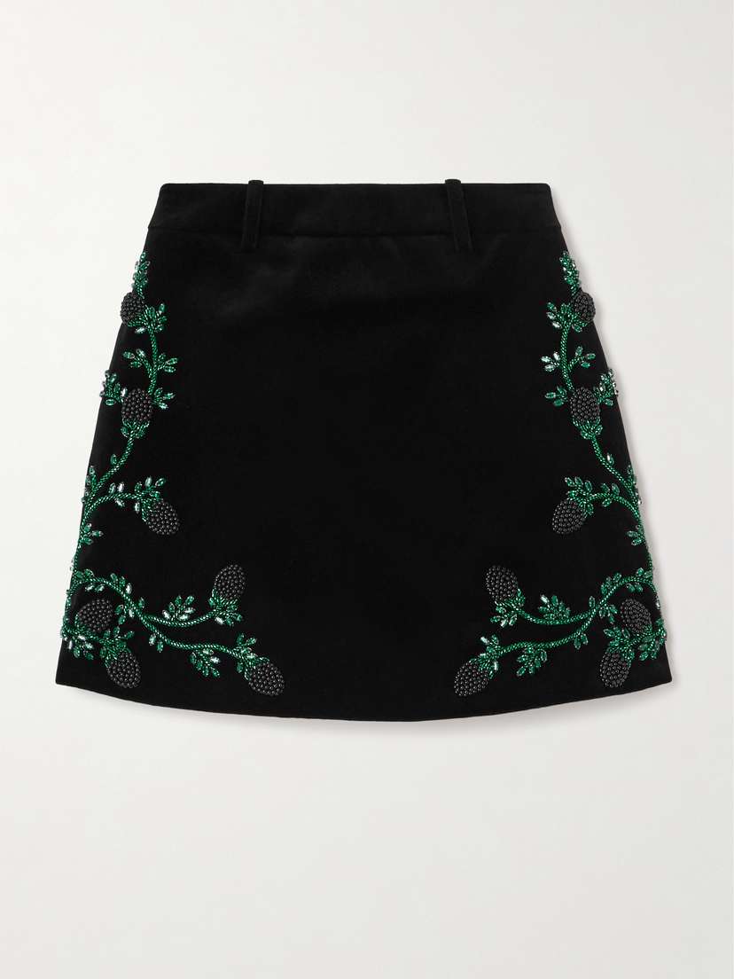 Balmain Embellished Cotton-velvet Mini Skirt