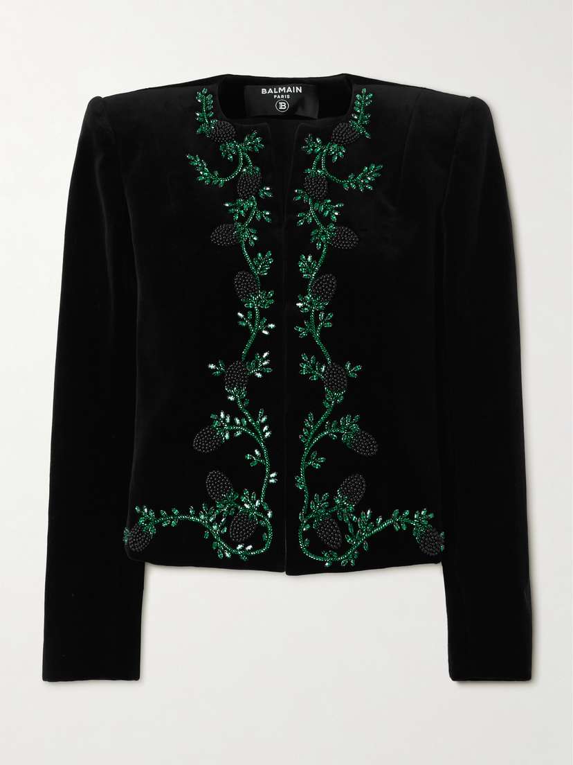 Balmain Embellished Cotton-velvet Jacket
