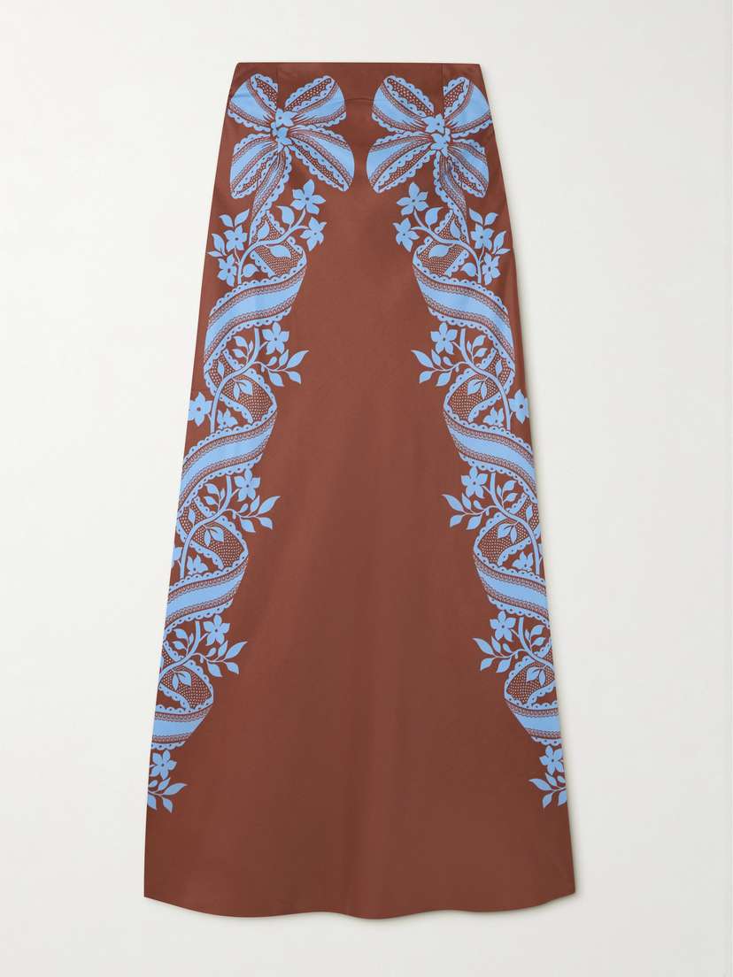 La DoubleJ Sleek Printed Satin Skirt