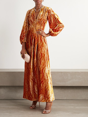 La DoubleJ Camerino printed velvet maxi dress