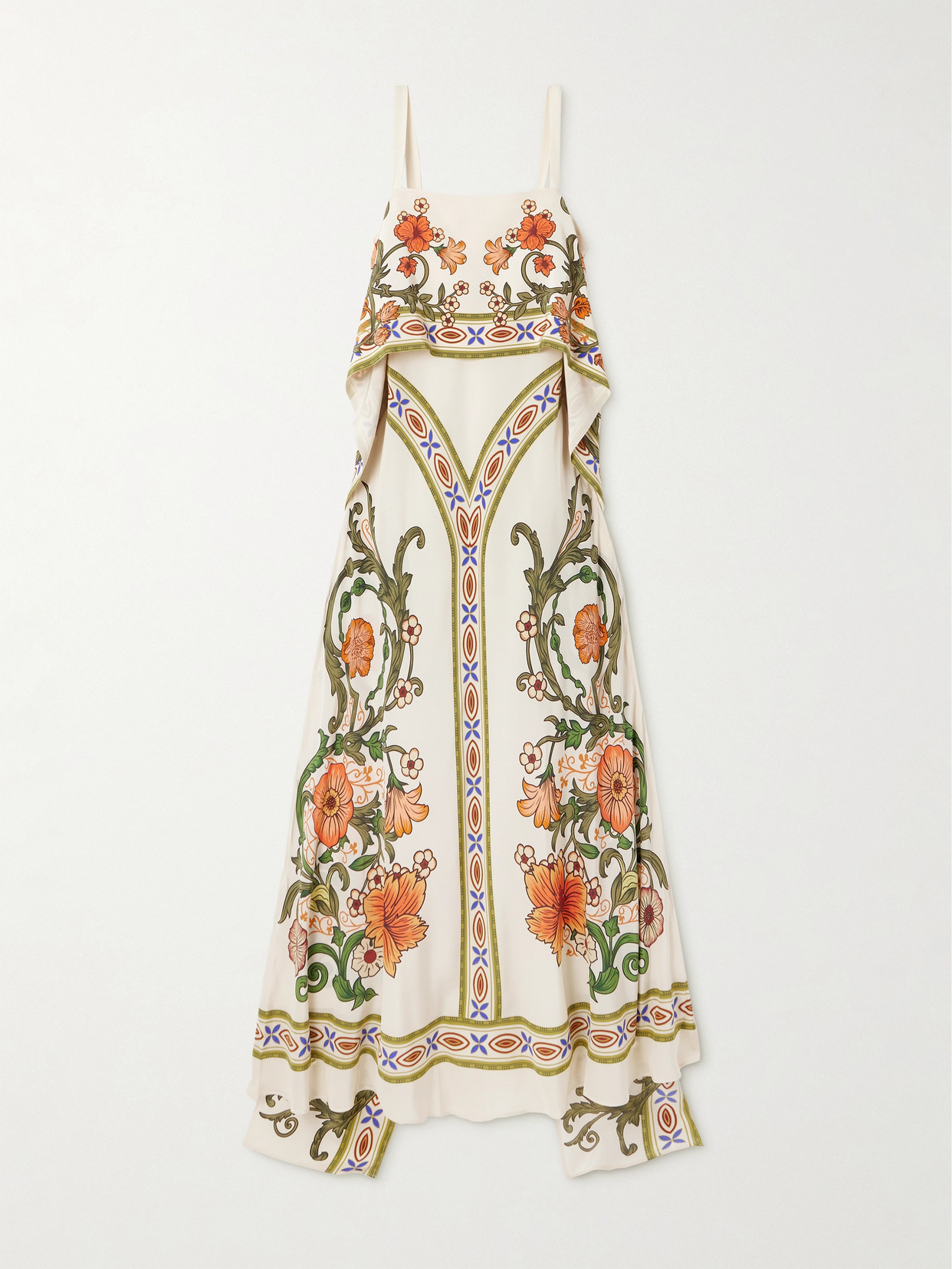 La DoubleJ - Slip-around Layered Printed Silk Crepe De Chine Maxi Dress - Ivory