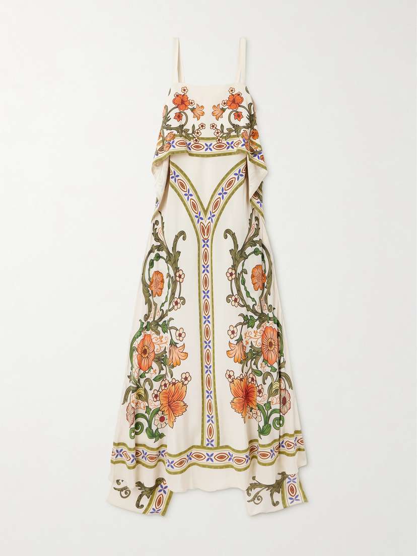 La DoubleJ Slip-around Layered Printed Silk Crepe De Chine Maxi Dress - x large