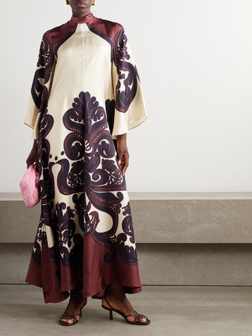 La DoubleJ Magnifico printed silk-satin dress