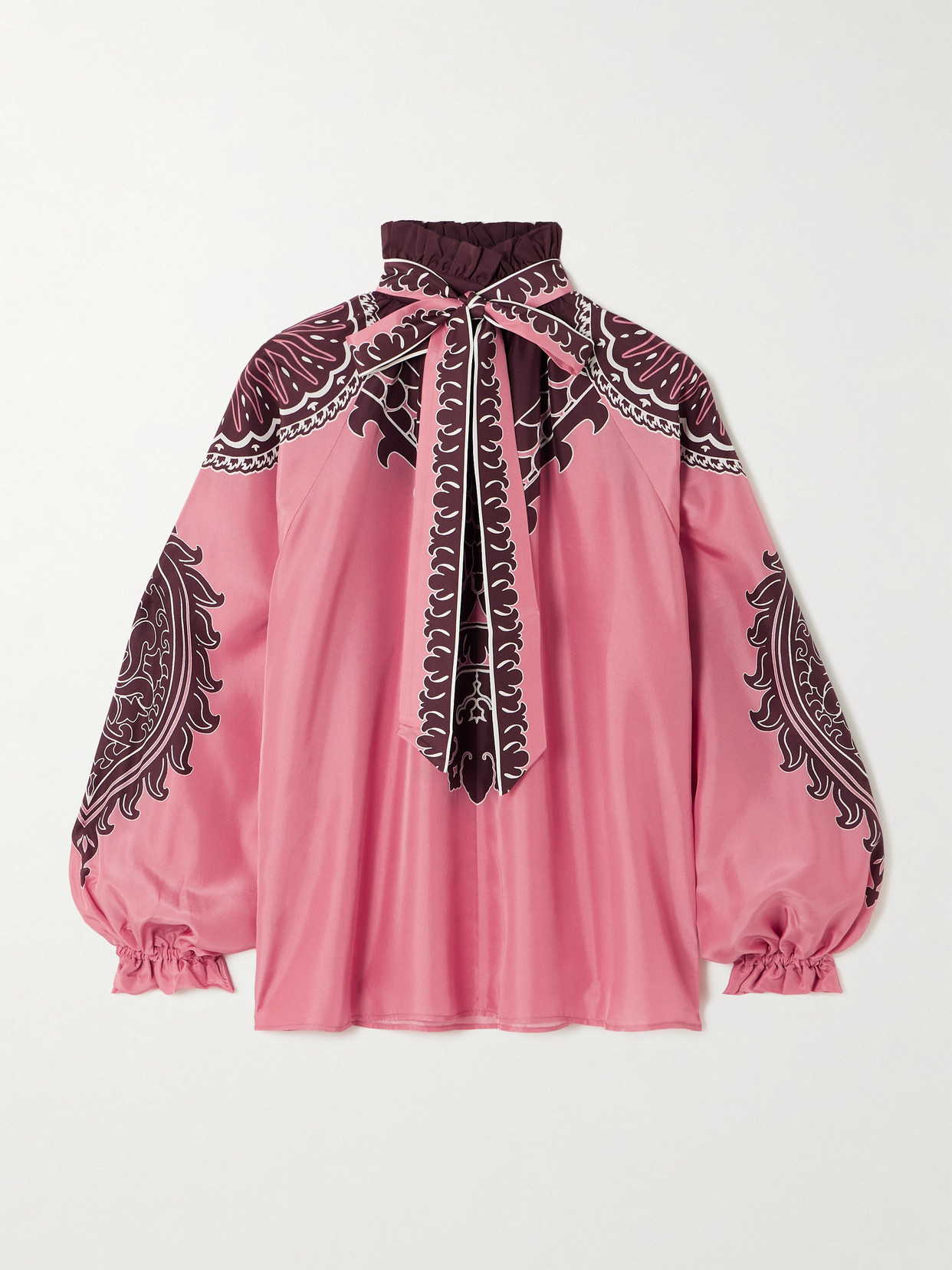 La DoubleJ - Cerere Tie-detailed Printed Silk Crepe De Chine Blouse - Pink