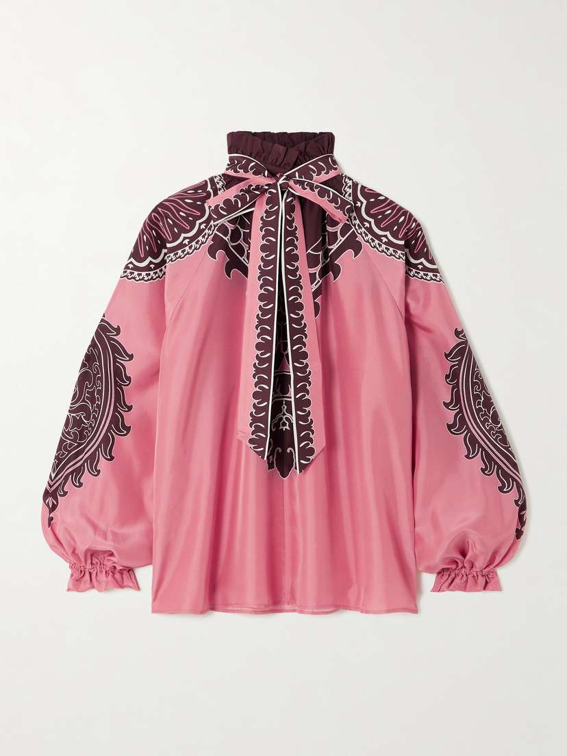 La DoubleJ Cerere Tie-detailed Printed Silk Crepe De Chine Blouse