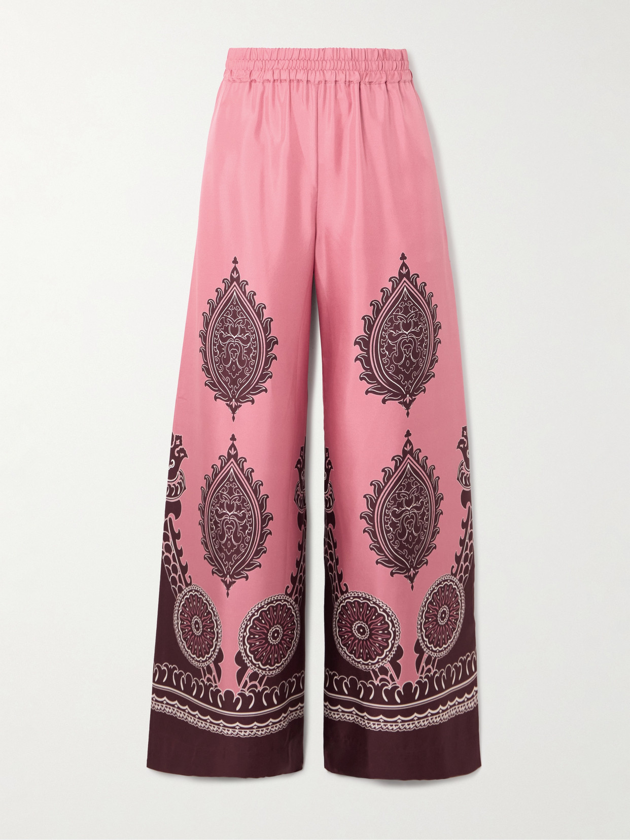 La Doublej Silk Wide-leg Pull-on Palazzo Pants In Pink