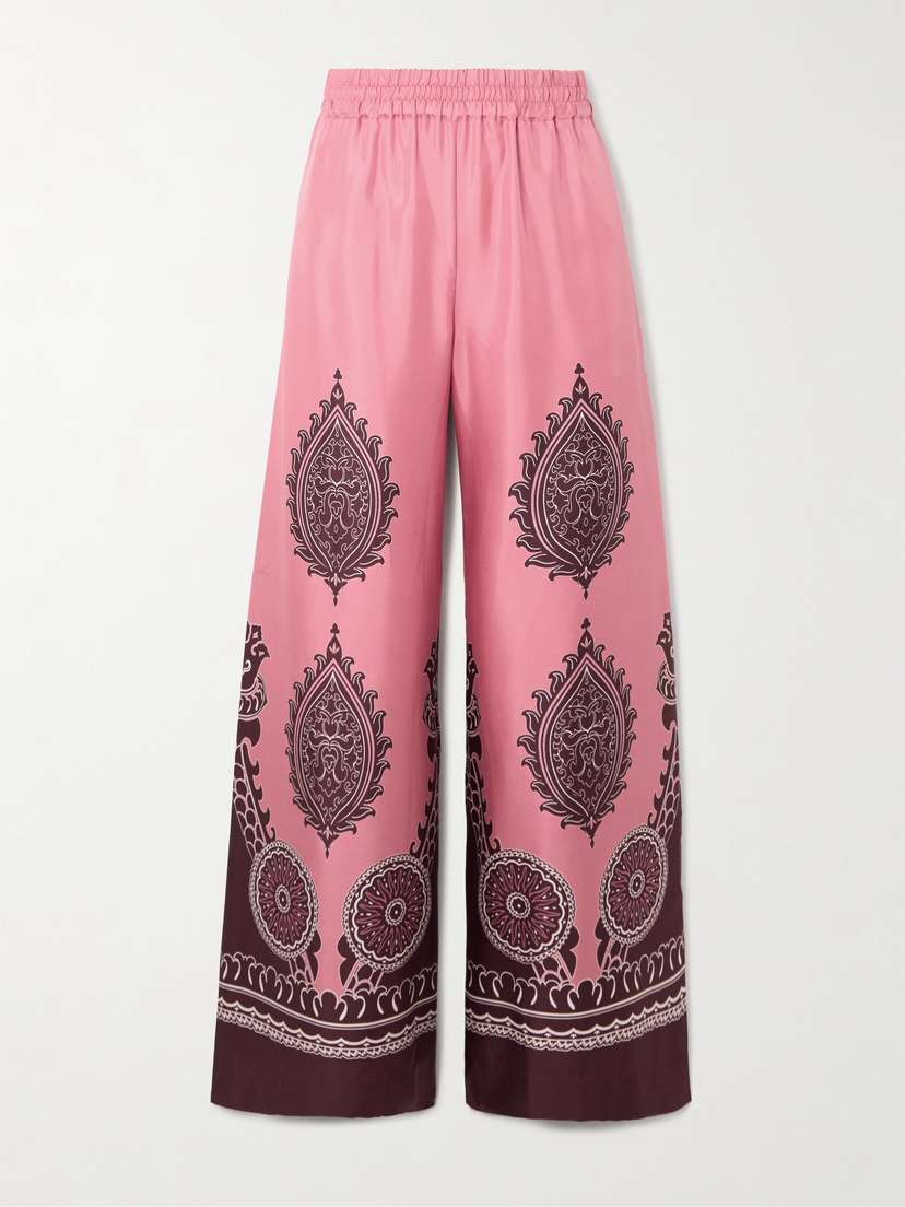 La DoubleJ Printed Silk-twill Wide-leg Pants - x large