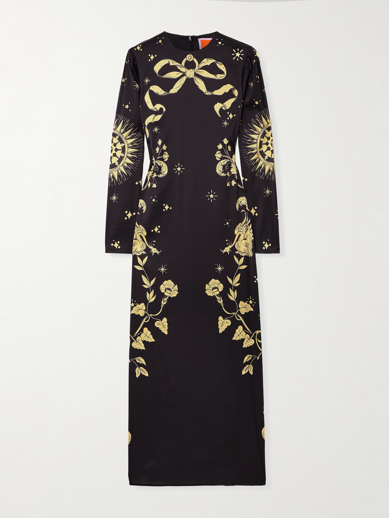 La DoubleJ - Printed Satin Maxi Dress - Black