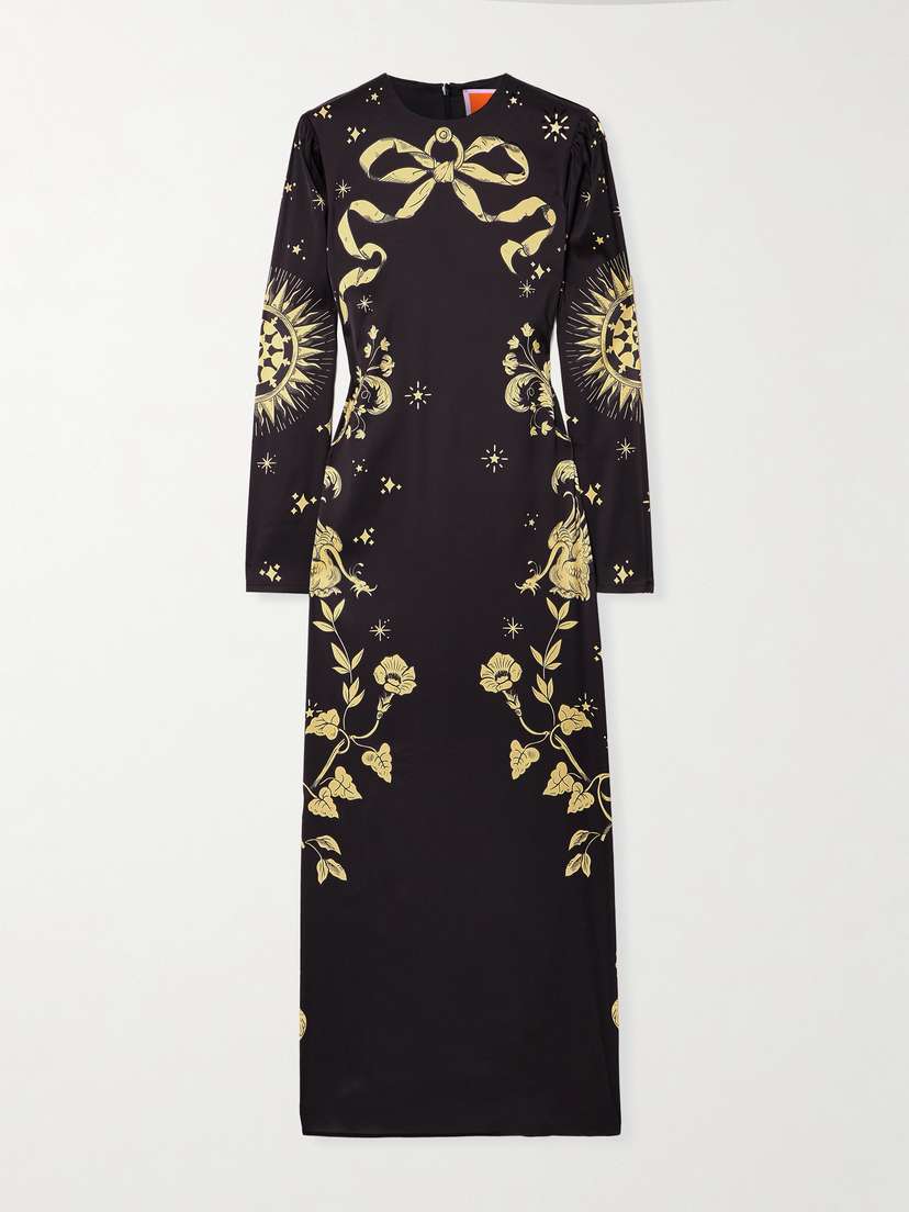 La DoubleJ Printed Satin Maxi Dress - x large