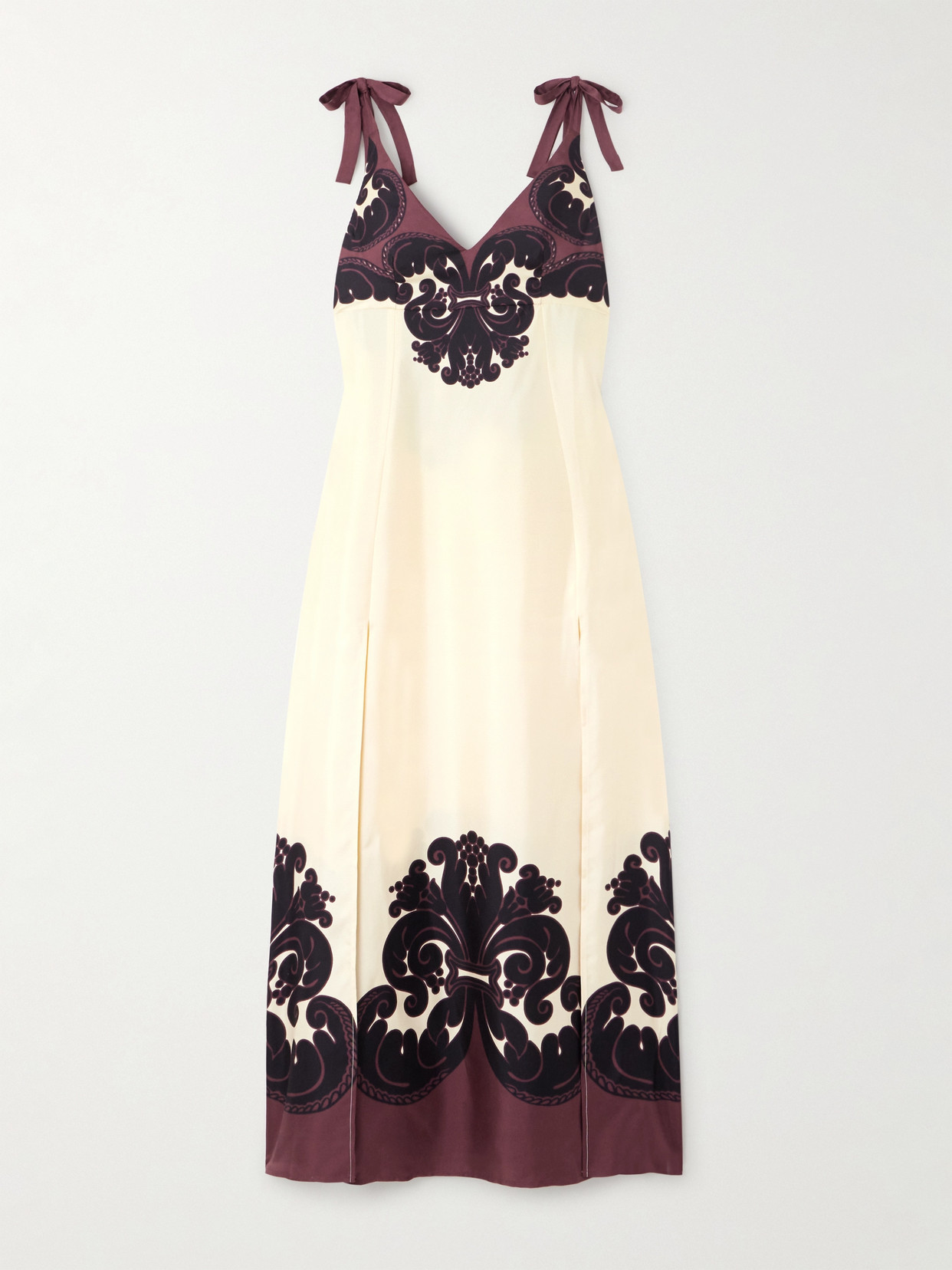 La Doublej Favorita Printed Silk-twill Maxi Dress In Cream