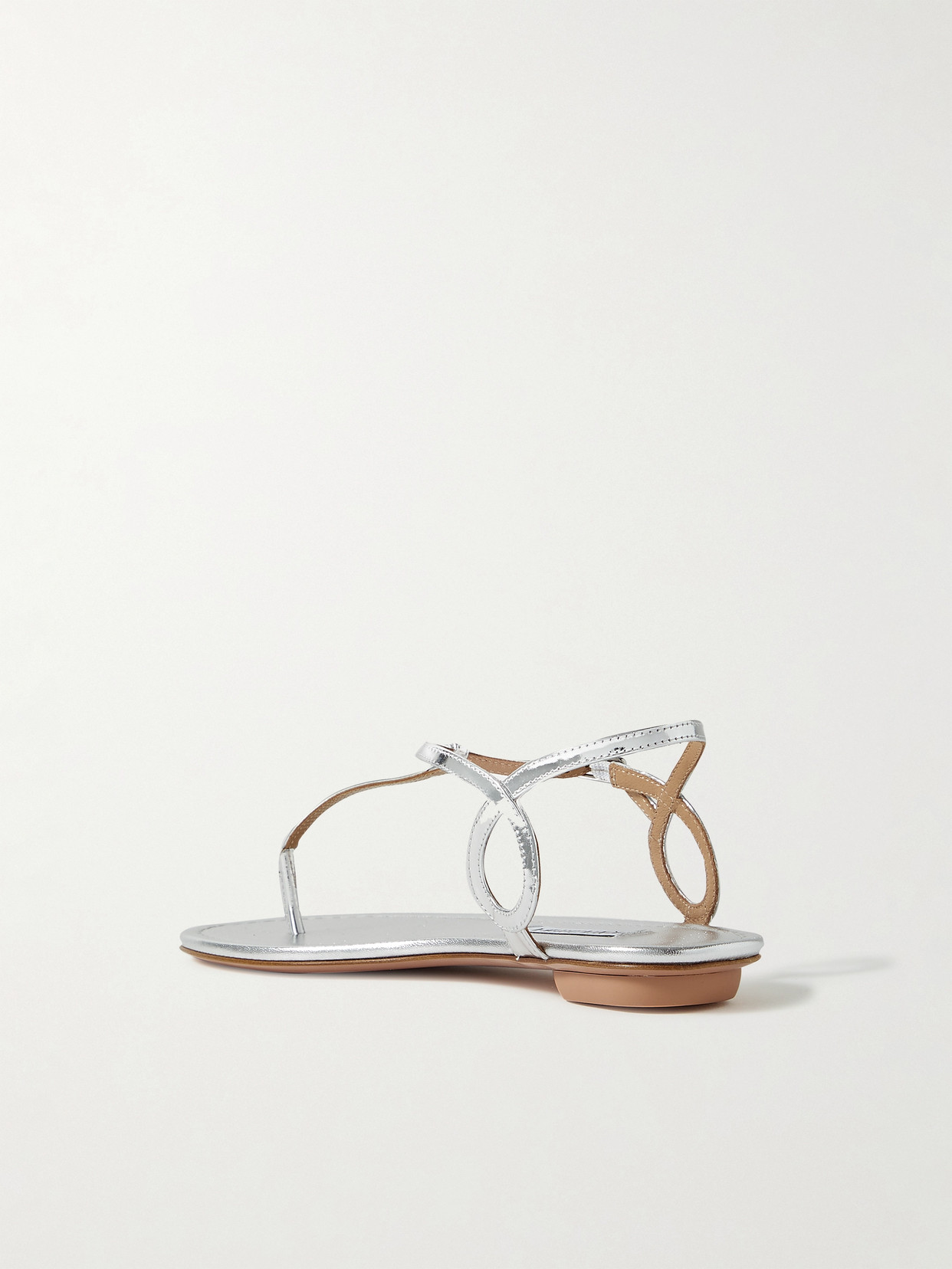 Shop Aquazzura Almost Bare Metallic Leather Sandals In Silver