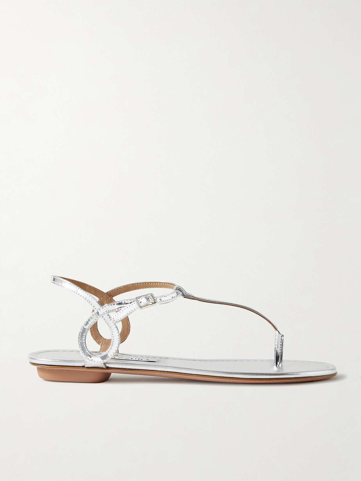 Shop Aquazzura Almost Bare Metallic Leather Sandals In Silver