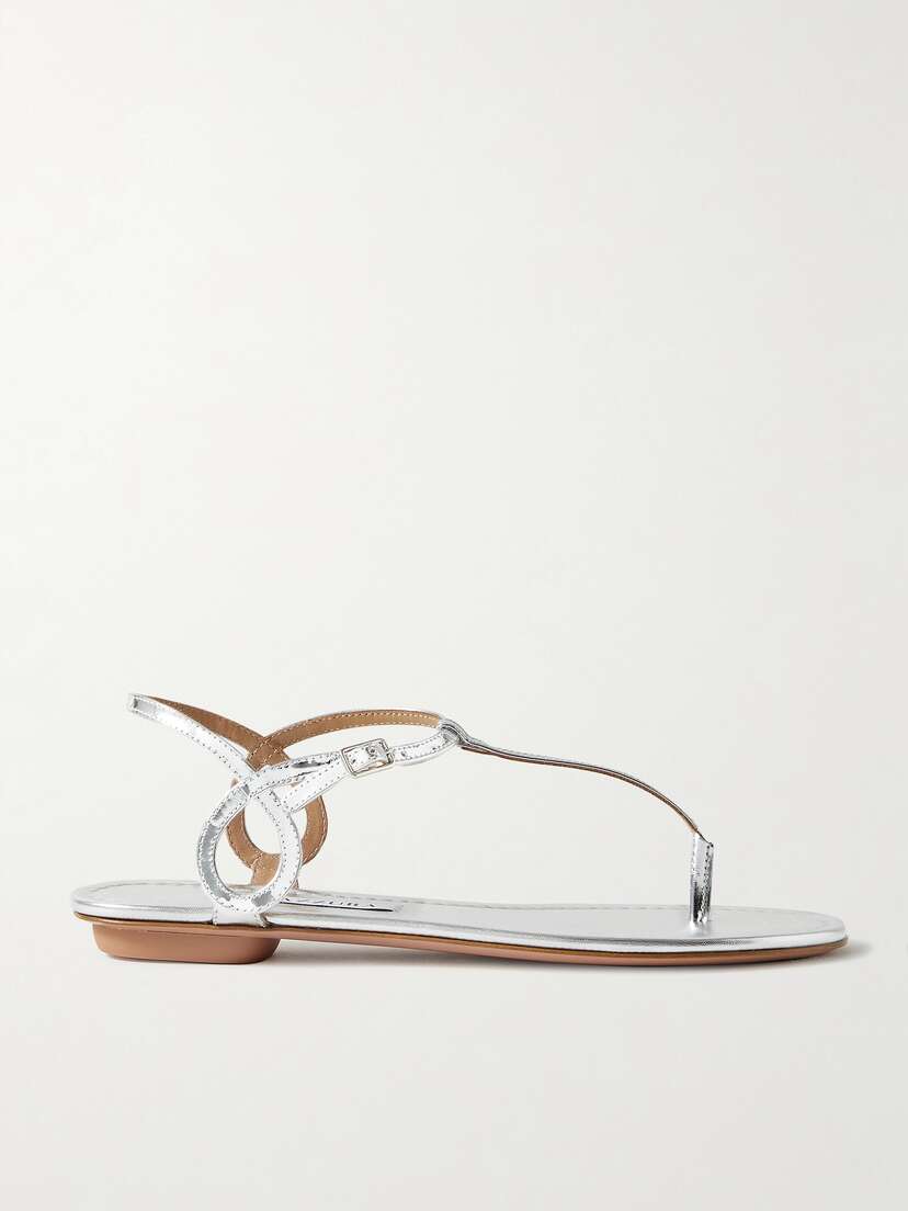 Aquazzura Almost Bare Metallic Leather Sandals