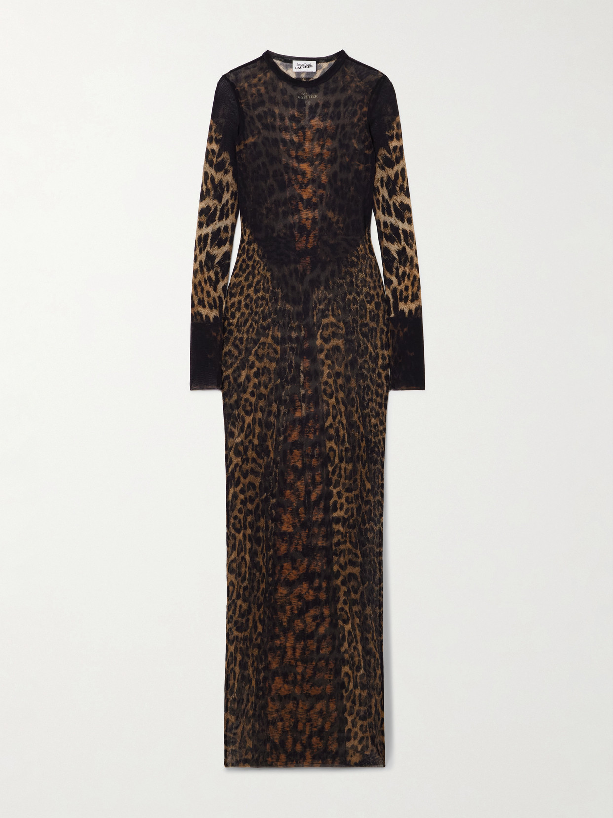 Jean Paul Gaultier - Leopard-print Mesh Maxi Dress - Brown