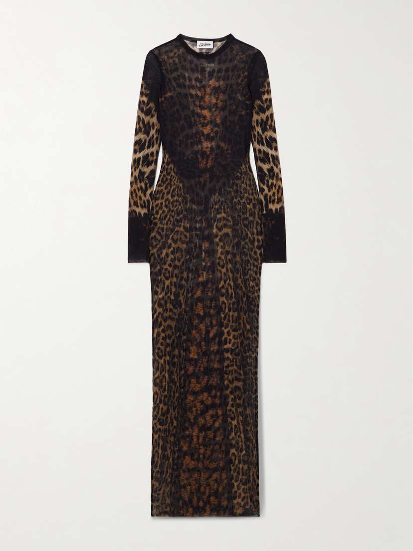 Jean Paul Gaultier Leopard-print Mesh Maxi Dress - xx large