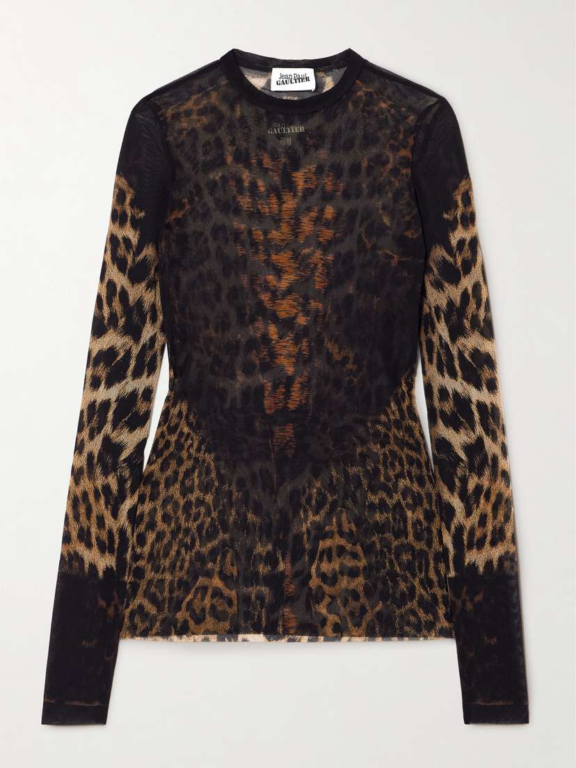 Jean Paul Gaultier Leopard-print Mesh Top