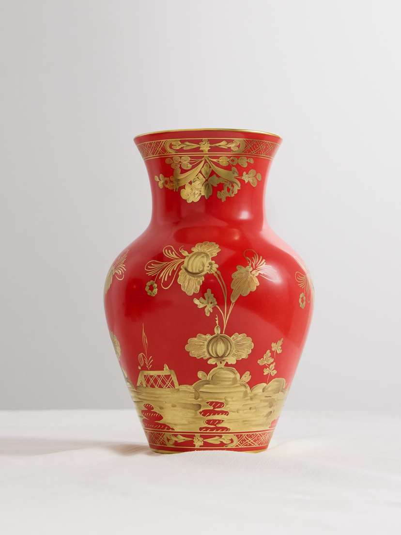 GINORI 1735 Ming Gold-plated Porcelain Vase