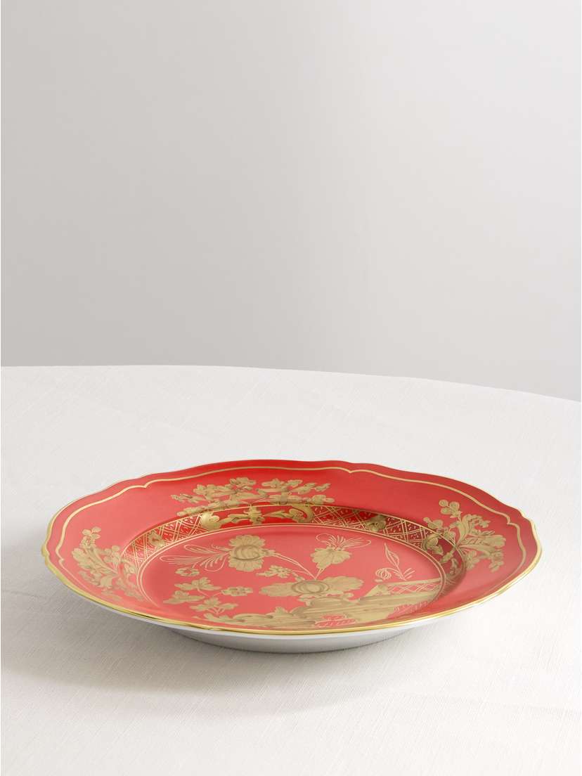 GINORI 1735 Gold-plated Porcelain Dessert Plate
