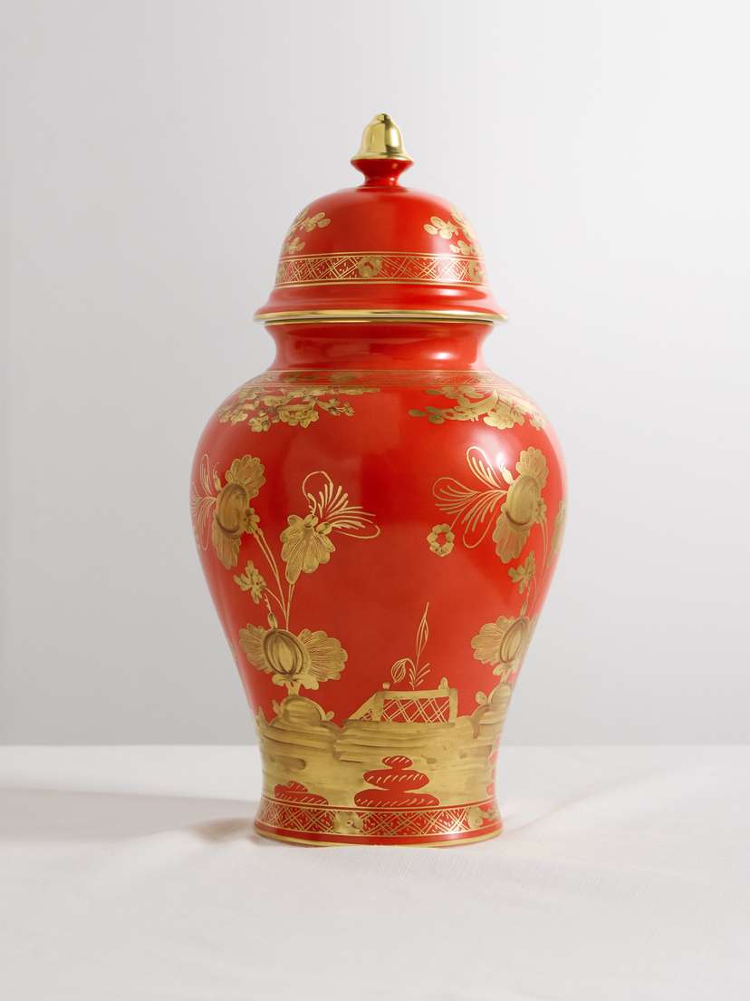 GINORI 1735 Potiche Gold-plated Porcelain Vase