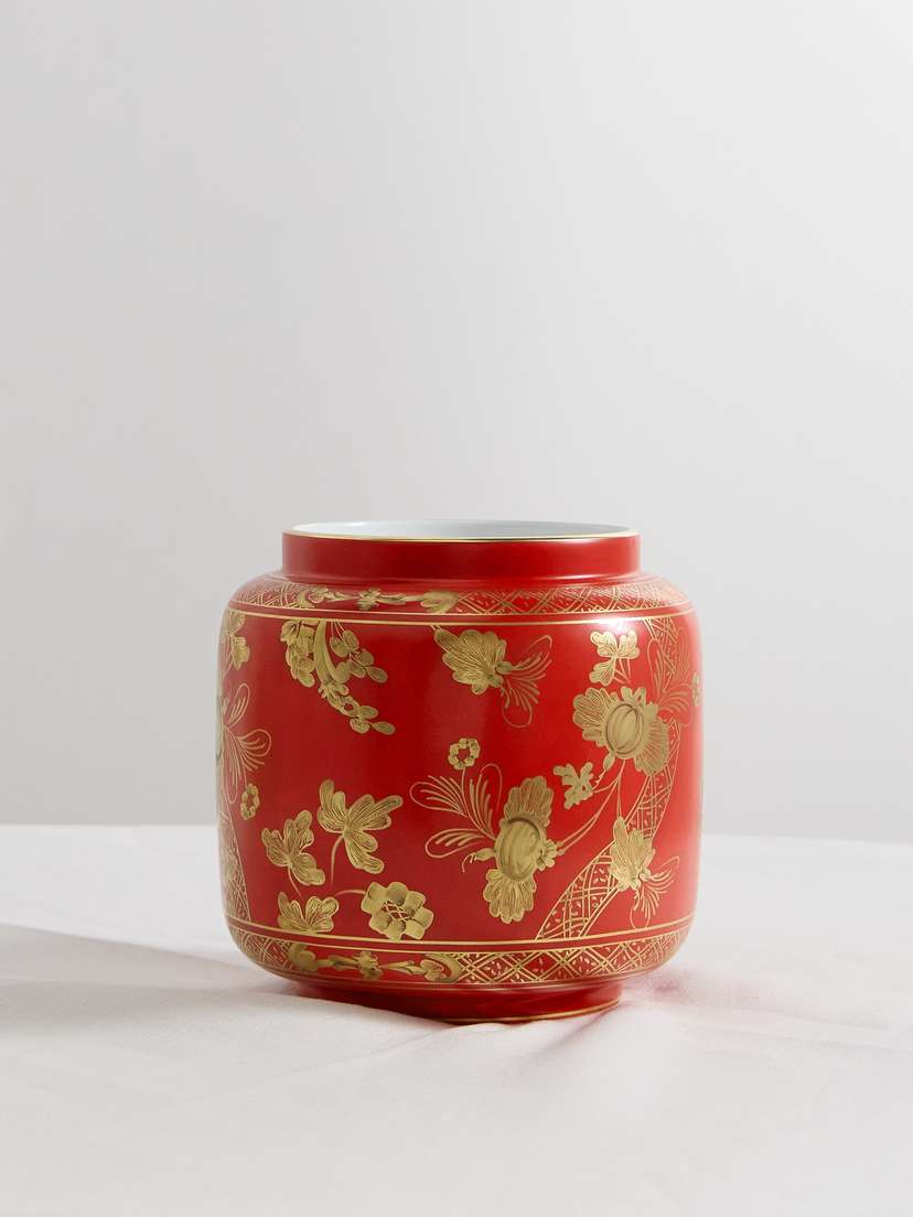 GINORI 1735 Gold-plated Porcelain Vase