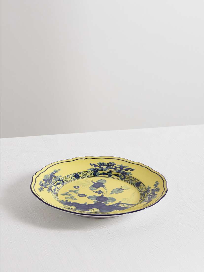 GINORI 1735 Antico Doccia 21cm Gold-plated Printed Porcelain Dessert Plate