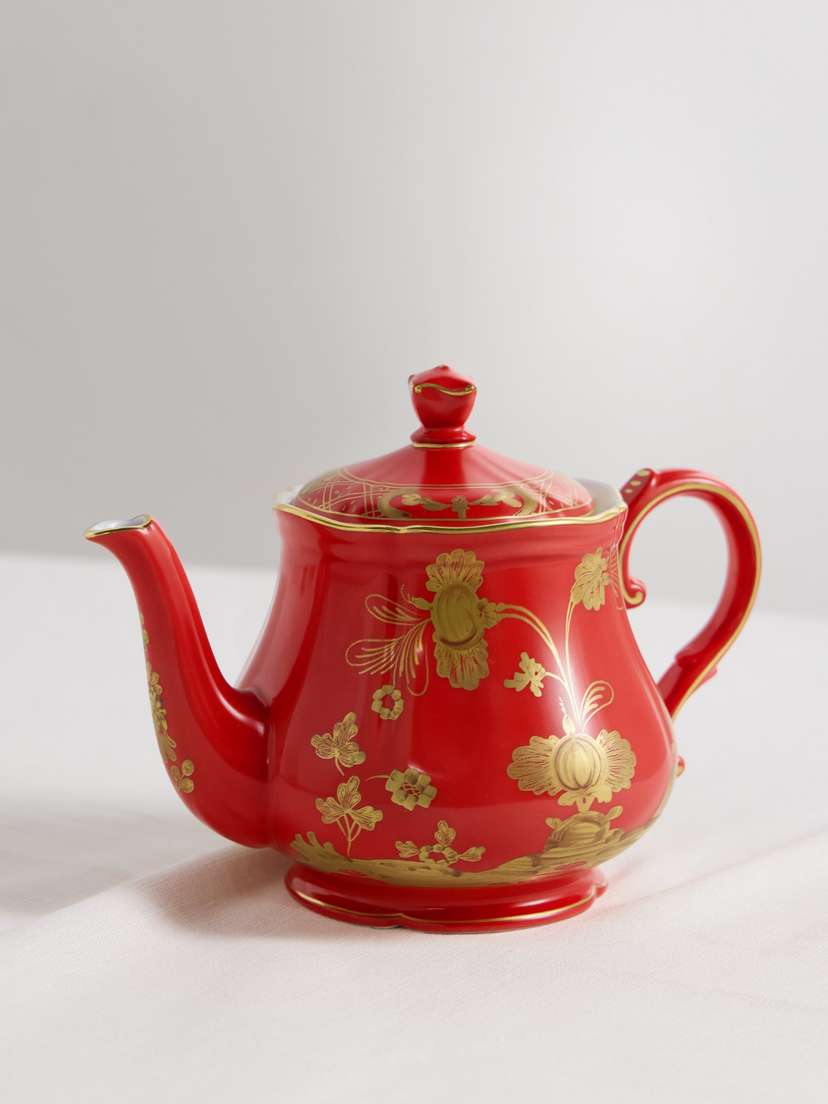 GINORI 1735 Gold-plated Porcelain Teapot